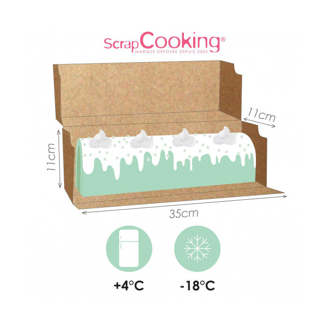 SCRAP COOKING - Lot de 2 Boîtes à Buches et Cakes - Carton Kraft  Alimentaire Recyclable - 35 x 11 x 11 cm - pour Transport Gâteaux  Pâtisseries