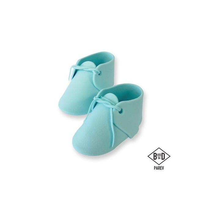 Blauw baby schoentjes om taarten voor baby showers te decoreren