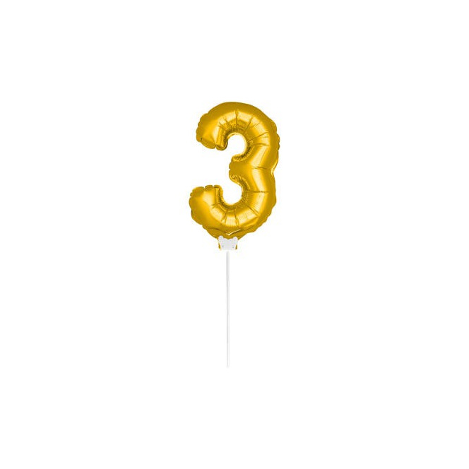 Mini ballon autogonflable chiffre 5 éternel doré pour gâteau
