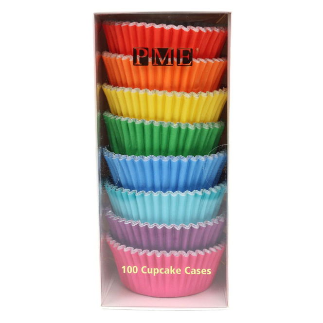 Rainbow Colored, Foil Lined Baking Cups - 100 Cupcake Liners